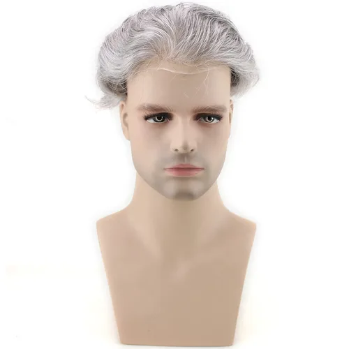 Tupé de cabello humano para hombres de 10 x 8 pulgadas, cabello humano europeo con encaje frontal, línea capilar natural, 0.003 in, piel fina,