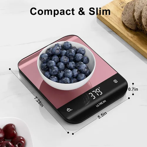 Miniatura 5 de Ultrean Báscula de Alimentos, Báscula de Cocina Digital con Pantalla LED, Peso en Gramos y Onzas para Hornear y Cocinar, 6 Unidades con Función