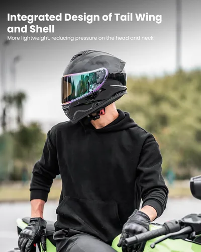 Miniatura 5 de Cascos de motocicleta para adultos, hombres y mujeres, casco ligero de cara completa para bicicleta de calle, carreras, DOT con visera extra