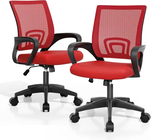 Miniatura 15 de Magshion Silla ergonómica de escritorio de oficina, silla de computadora de malla con respaldo medio, silla giratoria con respaldo transpirable