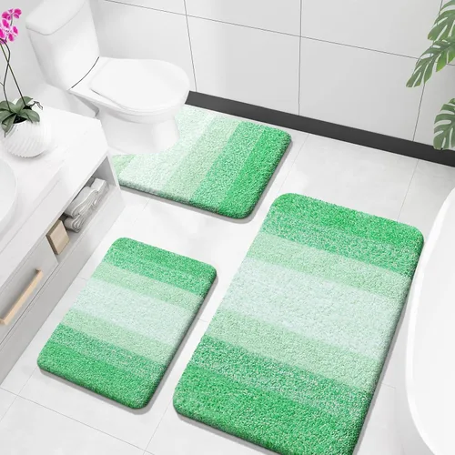 Miniatura 64 de OLANLY Juego de alfombras de baño de 3 piezas, alfombras de baño de microfibra suave y absorbente y alfombra de inodoro de contorno en forma de U