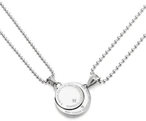Miniatura 11 de Un par collar de parejas los amantes acero luna y sol colgante con circonita cúbica para hombre mujer amigos