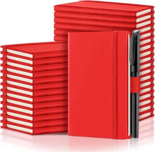 Laumoi 36 juegos de cuadernos de bolsillo con bolígrafos, tamaño A6, lindo cuaderno pequeño a rayas, mini bloc de notas, tapa dura, cuadernos