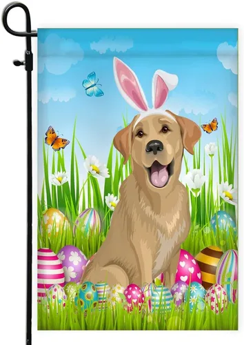 Miniatura 28 de Beagle Happy Easter Day Holiday Flag Funny Dog Wear Bunny Ears Headband Cute for Home Decor (12" x 18") USA Garden Flag Premium Decorative Yard