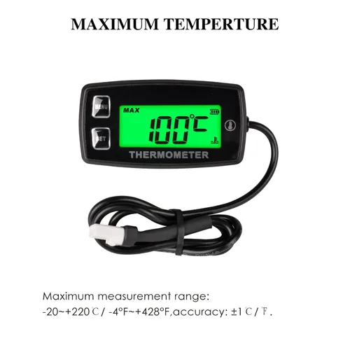 Miniatura 2 de Vista completa - Termómetro digital LCD para motor, medidor de temperatura, alerta de sobretemperatura, repuesto de batería para motocicleta