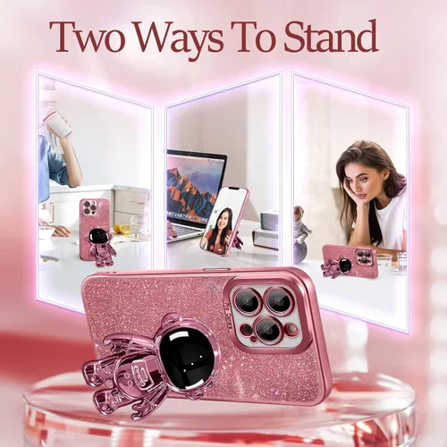 Miniatura 111 de Buleens Funda para iPhone 11 Pro Max Astronauta, Fundas Transparentes para iPhone 11 ProMax con Papel con Purpurina y Soporte de Astronauta, Mujeres