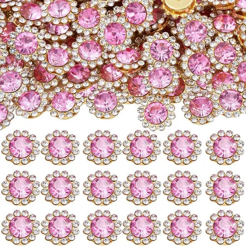 Miniatura 29 de 160 diamantes de imitación para coser de 0.472 pulgadas, base de metal, diamantes de imitación para coser en ropa, zapatos, aretes, cinturón