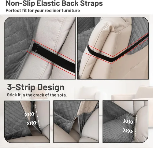 Miniatura 6 de Fundas para sofá modular reclinable, de terciopelo en forma de L, funda de consola central para perros y mascotas, lavable antideslizante, 1 funda