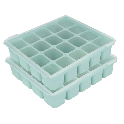 Miniatura 14 de Bandeja de silicona para congelador, cubos de almacenamiento de comida para bebé con tapa a clip, congelar comida para bebé, sopas, purés, hielo