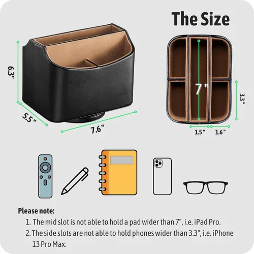 Miniatura 6 de Soporte para control remoto, organizador de escritorio giratorio, mesita de noche para control remoto de TV, tabletas, teléfonos, lentes, libros