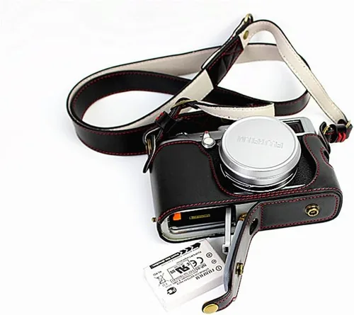 Miniatura 7 de Funda X100, hecha a mano de piel sintética para cámara de cuerpo completo para Fujifilm Fuji X100 X100S X100T versión de apertura inferior + correa