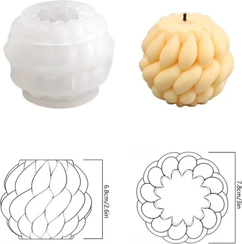 Miniatura 3 de BOOWAN NICOLE Molde de silicona para velas para hacer velas, moldes de fundición de resina epoxi, velas de aromaterapia, cera, jabones, arcilla