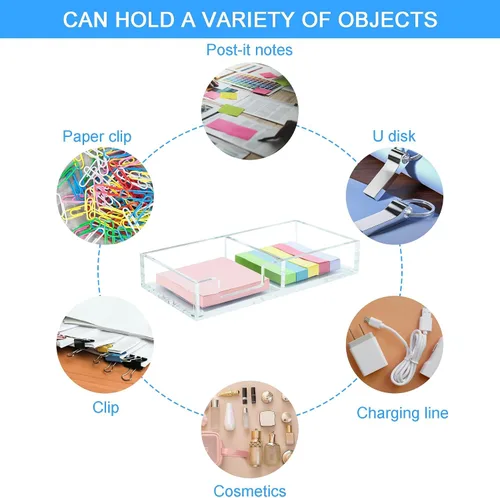 Miniatura 5 de Soporte para Notas Adhesivas 2 en 1, Soportes Acrílicos Transparentes para Blocs de Notas para Organización de Escritorio, Escuela, Oficina, Hogar