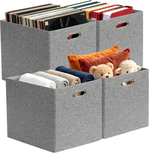 Miniatura 12 de Posprica Contenedores de almacenamiento plegables de 13 x 15 x 13 pulgadas, cajas de almacenamiento cúbicas plegables de tela, organizador de cestas