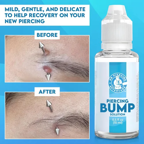 Miniatura 2 de Dr. Piercing Aftercare Keloid Bump Solution Drops 15mL - Fórmula salina suave con provitamina B5 para el cuidado de los golpes - Limpiador