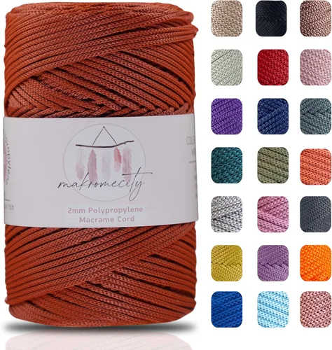 Miniatura 19 de Makromecity, 2 carretes de cordón de macramé de poliéster de 2 mm x 250 yardas (750 pies) de 2 mm de cordón de polipropileno para macramé, ideal
