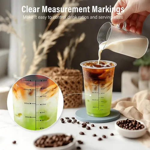 Miniatura 2 de Paquete de 102 tazas de café helado Ratio Lines de 20 onzas con tapas y popotes, sin adivinar bebidas consistentes, vasos desechables de plástico