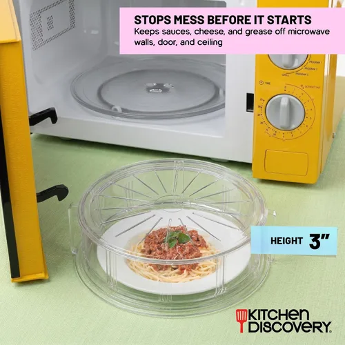 Miniatura 2 de Kitchen Discovery - Cubierta para microondas a prueba de salpicaduras, protege contra salpicaduras y salpicaduras. Cubierta transparente