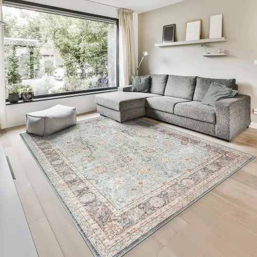 Miniatura 82 de GLN Rugs Traditional Collection - Alfombra de felpilla lavable a máquina, tradicional, antideslizante, alfombra de felpilla de pelo bajo, para sala