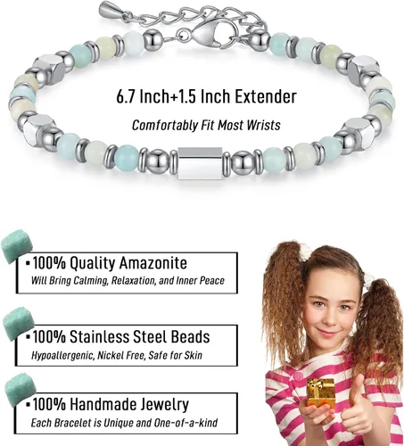 Miniatura 3 de AryaHozel Regalos de Navidad Calcetines Navideños para Adolescentes y Niños, Pequeñas Pulseras de Cuentas de Piedras Preciosas para Mujeres