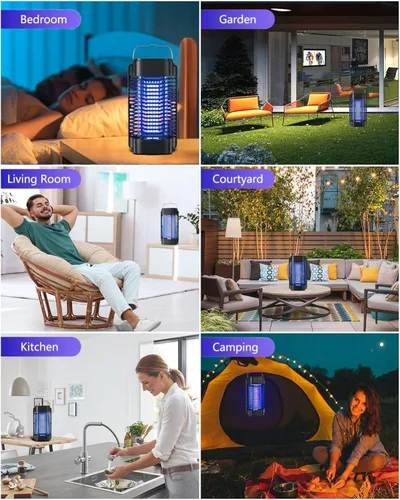 Miniatura 6 de Exterminador de insectos para exteriores e interiores, trampa eléctrica para mosquitos, trampa para moscas impermeable, matamoscas para el hogar