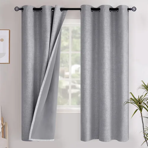 Miniatura 114 de YoungsTex - Cortinas opacas de lino para dormitorio, oscurecimiento de la habitación, cortinas con textura de lino, paneles con aislamiento térmico