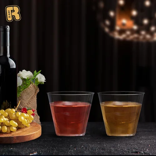 Miniatura 7 de R-kay Vasos de plástico transparente de 9 onzas para fiestas, paquete de 100 vasos transparentes, vasos desechables resistentes, copas de vino