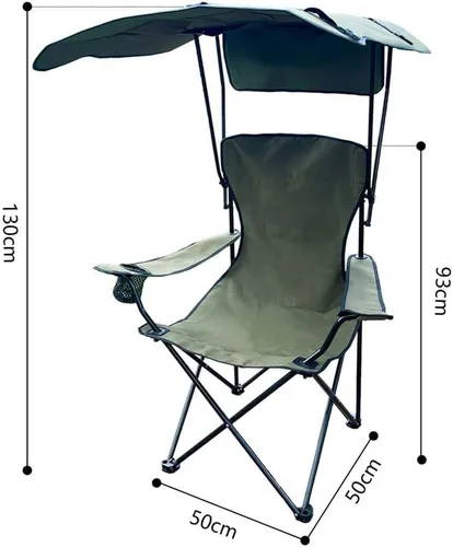 Miniatura 3 de Folding Camping Chair with Canopy, Portable Outdoor Chair with Sun Shade, 50×50×130Cm, for Camping, Hiking, Fishing, Beach