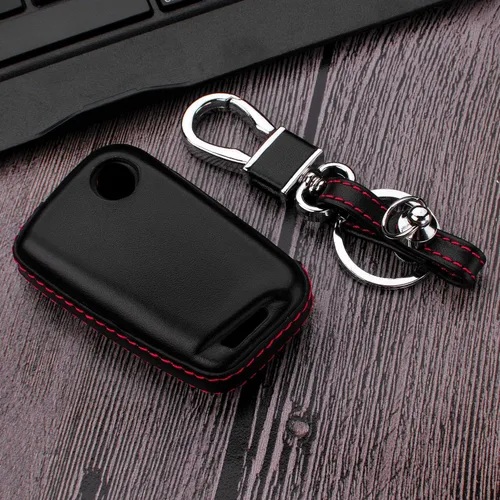 Miniatura 6 de Hombres Mujeres Cuero Genuino Llavero Funda Para Volkswagen/Para Skoda/Para Audi/Para Asiento Flip Car Remote Key Case Funda Funda Con Kit Llavero