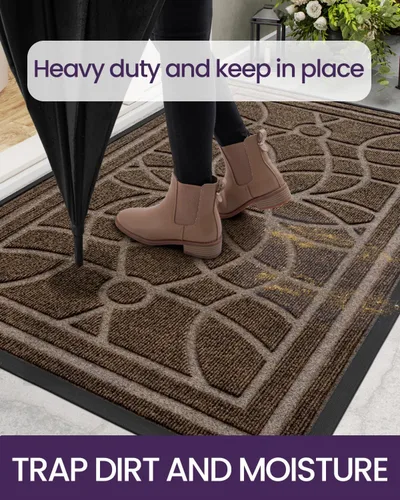 Miniatura 5 de DEXI - Felpudo para puerta exterior, alfombra de entrada de perfil bajo y resistente antideslizante para el recibidor, alfombras de bienvenida que