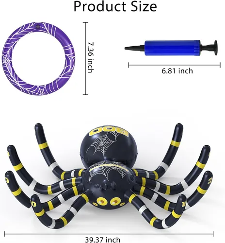 Miniatura 4 de Garma Juegos de lanzamiento de anillos de araña de Halloween para niños, decoraciones de araña inflable gigante, juego de fiesta de Halloween, 1