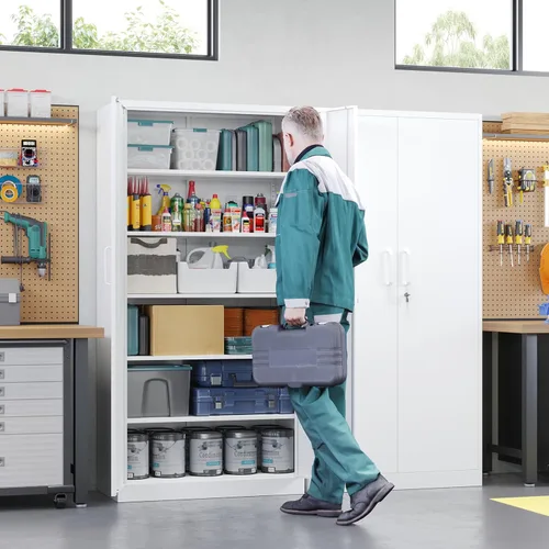 Miniatura 2 de Letaya Gabinete de Almacenamiento de Metal con Puerta con Cerradura Estante Ajustable, Casilleros de Acero de 72" para Oficina, Hogar, Escuela