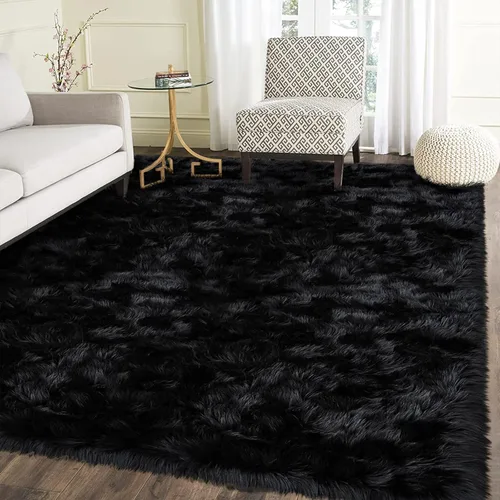 Miniatura 51 de Latepis - Tapete rectangular de piel sintética tipo lana de oveja suave, esponjosa y lavable para sala de estar, dormitorio, sala de juegos o Blanco