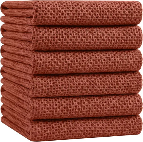 Miniatura 126 de Homaxy Paños de cocina de 100% algodón con tejido de gofre, ultra suaves, absorbentes, de secado rápido, 12 x 12 pulgadas, paquete de 6, amarillo