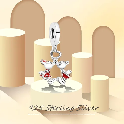Miniatura 2 de Mickey&Minnie Kissing S925 - Dije de plata esterlina para pulsera y collar de plata esterlina para mujer