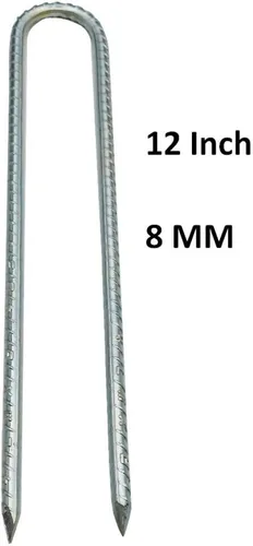 Miniatura 2 de Estacas de tierra, clavos de tienda, anclajes de suelo, grapas de jardín, clavijas galvanizadas de acero, pasadores de paisaje en U resistentes
