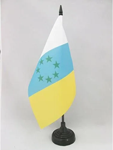 Miniatura 43 de Bandera de mesa de Andalucía 4'' x 6'' - Bandera de escritorio de la región española de Andalucía 5.9 x 3.9 in - Barra y base de plástico negro - AZ