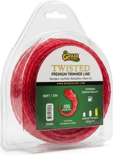 Miniatura 2 de Grass Gator Z5105 - Línea de recortadora torcida - Profesional de alta resistencia de 0.105 pulgadas - Nylon rojo - 102 pies - Donut mediano