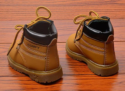 Miniatura 5 de Happy Cherry Botas de otoño para bebé, botas de cuero de gamuza con cordones, botines planos suaves
