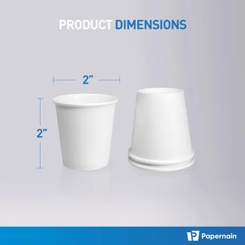 Miniatura 2 de Vasos de baño desechables de papel blanco de 2 onzas, 200 unidades para enjuague bucal y tazas de baño
