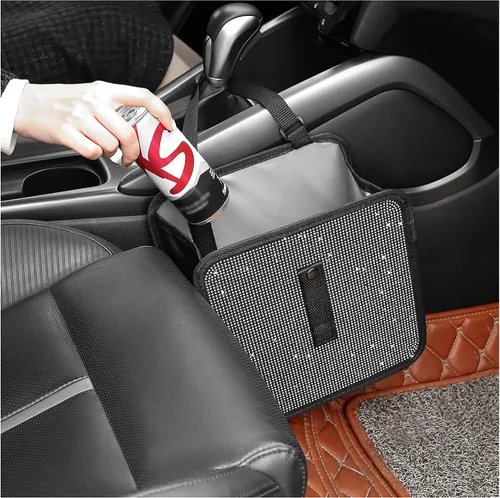 Miniatura 9 de Botes de basura plegables con diamantes de imitación, contenedor de automóvil brillante para organizador y decoración de asientos, accesorios