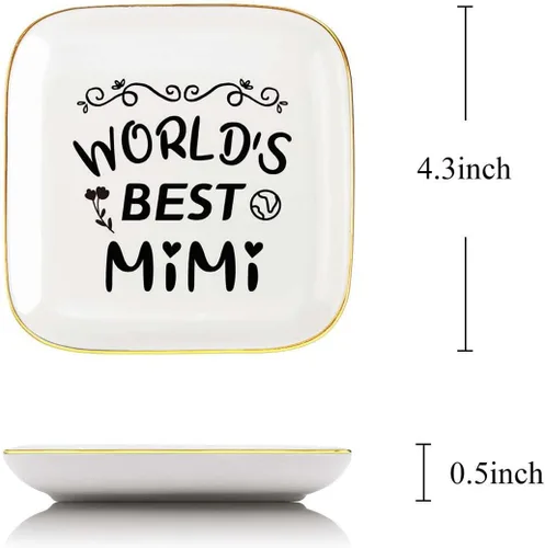 Miniatura 2 de Littlefa To My MiMi - Bandeja decorativa para anillos de cerámica para abuela, regalo significativo para abuela de nieto, regalo único para abuela