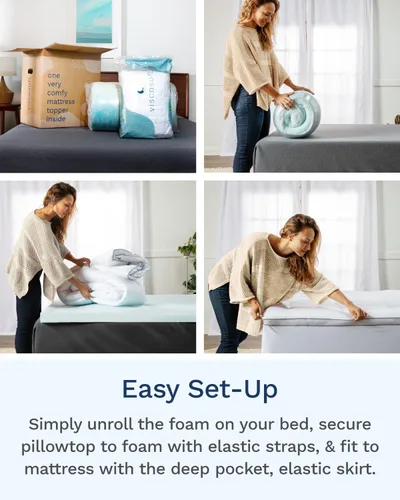 Miniatura 5 de ViscoSoft Serene Lux - Cubrecolchón de espuma viscoelástica de 3 pulgadas con acolchado adicional (Pillow Top), protector de colchón de doble capa
