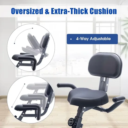 Miniatura 3 de Merax Bicicleta estática plegable, 3 en 1, bicicleta estática magnética para el hogar con resistencia de 16 niveles, bicicleta de ciclismo vertical