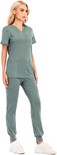 Miniatura 3 de Conjunto de uniformes médicos para mujer, conjunto de uniforme de enfermera, conjunto de trabajo al aire libre, conjunto de ropa quirúrgica elástica