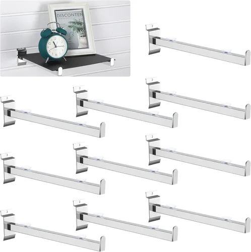 Zonon 24 piezas de soporte de estante de pared de 12 pulgadas, estantes de pared de listones resistentes, ganchos de exhibición, accesorios para