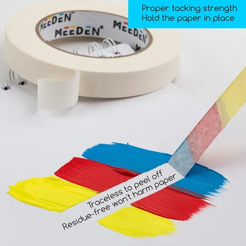 Miniatura 4 de MEEDEN 5 paquetes de cintas blancas para artistas, 0.2 pulgadas, 0.5 pulgadas, 0.75 pulgadas, 1.0 pulgadas, 1.4 pulgadas x 60 yardas, cinta adhesiva
