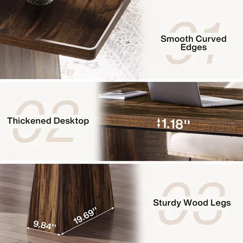 Miniatura 7 de Tribesigns Escritorio Ejecutivo de 63 Pulgadas, Escritorio Grande para Computadora de Oficina con Doble Pedestal, Estaciones de Trabajo Modernas