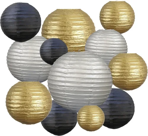 Miniatura 8 de 20 linternas de papel negras para fiestas, 6, 8, 10, 12 pulgadas, chinas, asiáticas, colgantes, redondas, para cumpleaños, bodas, Halloween