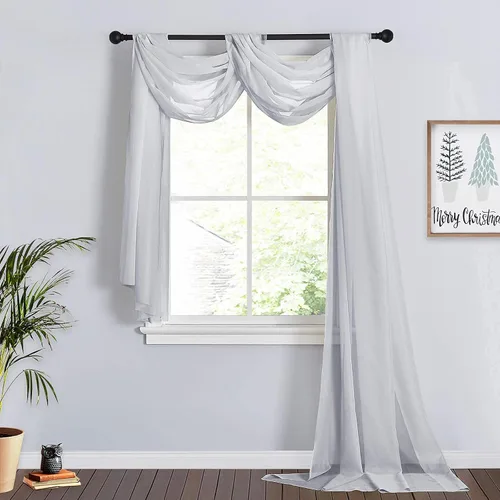 Miniatura 16 de RYB HOME Tela drapeada para arco de boda, 2 paneles de cortinas transparentes de gasa para exteriores, cortinas de telón de fondo verticales